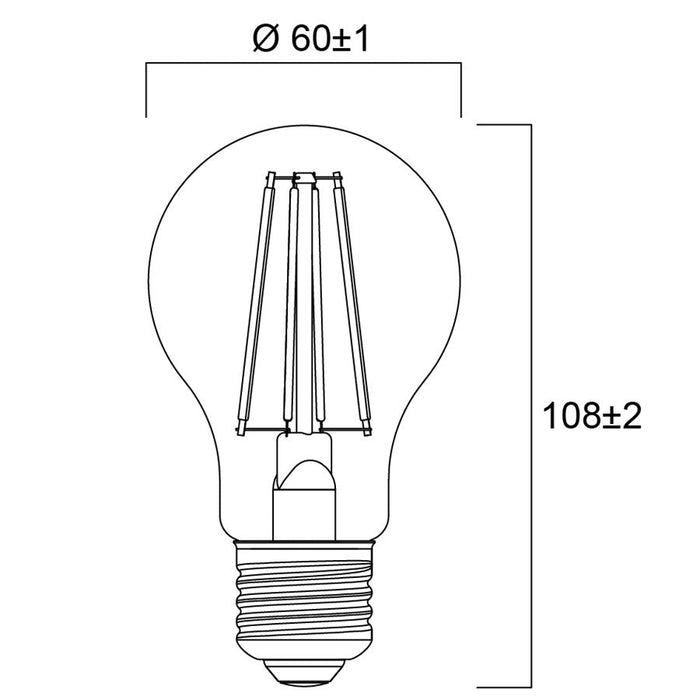 6W, 640lm, ToLEDo Retro A60, E27, 2700K, 60x108mm, Clear, LED lamp Sylvania