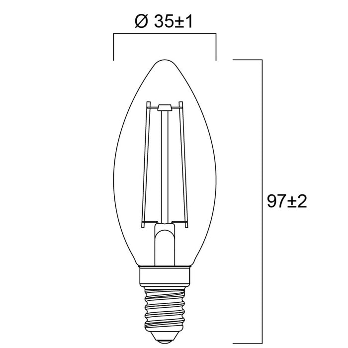 4.5W, 470lm, ToLEDo Retro Candle, E14, 2700K, 35x97mm, Satin, LED lamp Sylvania