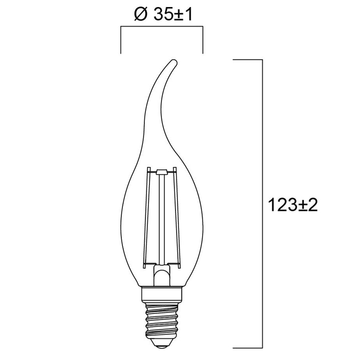 2.5W, 250lm, ToLEDo Retro Candle, E14, 2700K, 35x123mm, Flame dome, LED lamp Sylvania