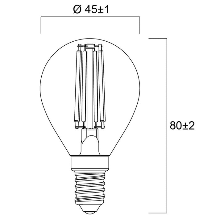 4.5W, 470lm, ToLEDo Retro Ball, G45, E14, 45x80mm, DIM, Satin, LED Lamp Sylvania