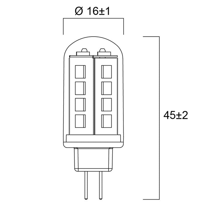 1.9W, 200/220lm, ToLEDo 12V AC/DC, G4, 16x45mm, LED lamp Sylvania