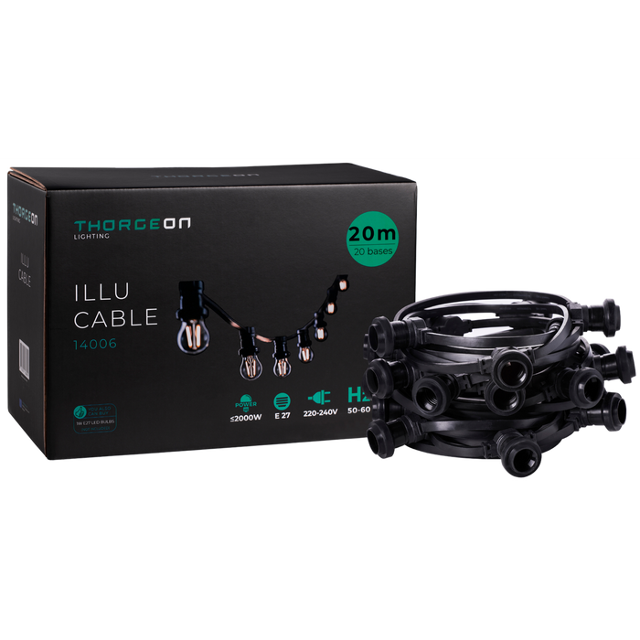 21.5m ILLU Cable E27 20 sockets 1m IP44 Light chain THORGEON