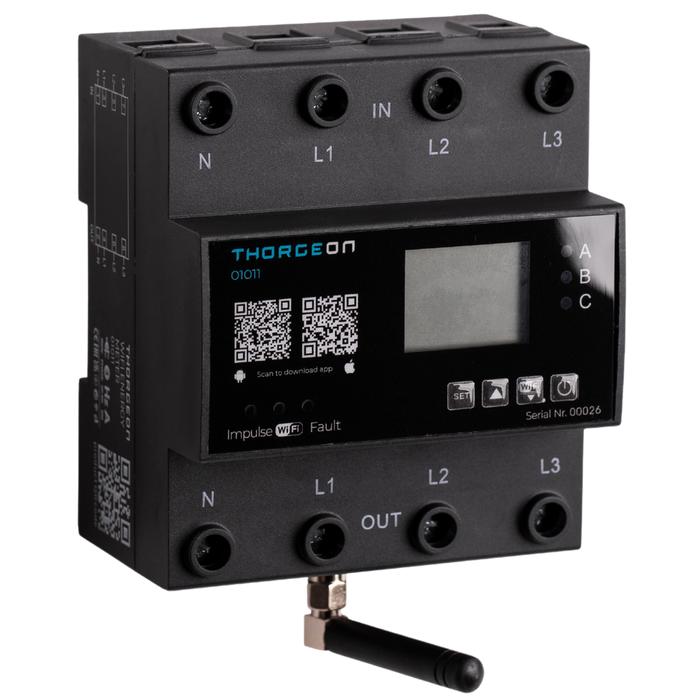 3-phase DIN rail-mounted Wi-Fi energy meter 80A(100A) THORGEON