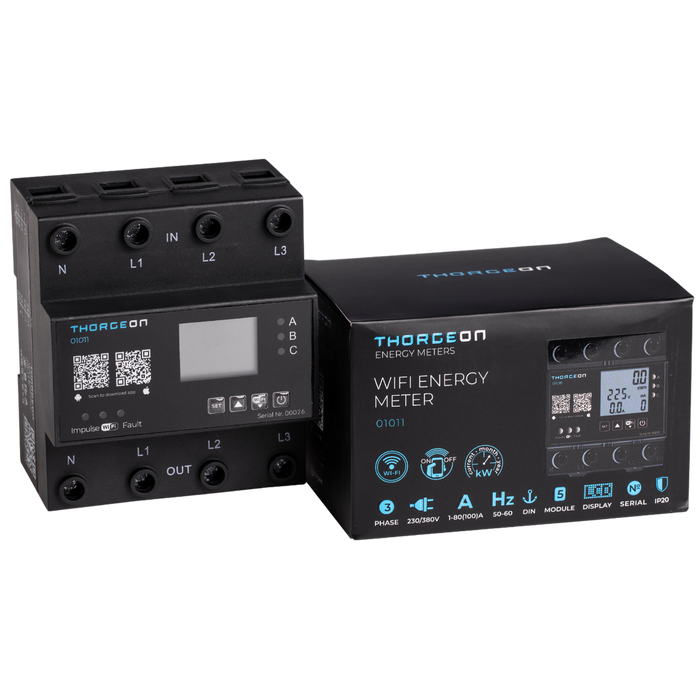 3-phase DIN rail-mounted Wi-Fi energy meter 80A(100A) THORGEON