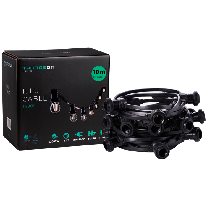 11.5m ILLU Cable E27 20 sockets 0.5m IP44 Light chain THORGEON