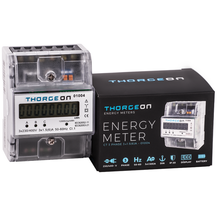 3-phase CT DIN rail-mounted energy meter 6A THORGEON