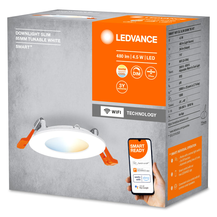 4,50W, 240lm, SMART+ Wifi Orbis Downlight Slim Tunable White, IP20, IK03, 23x85mm, LED alasvalo Ledvance