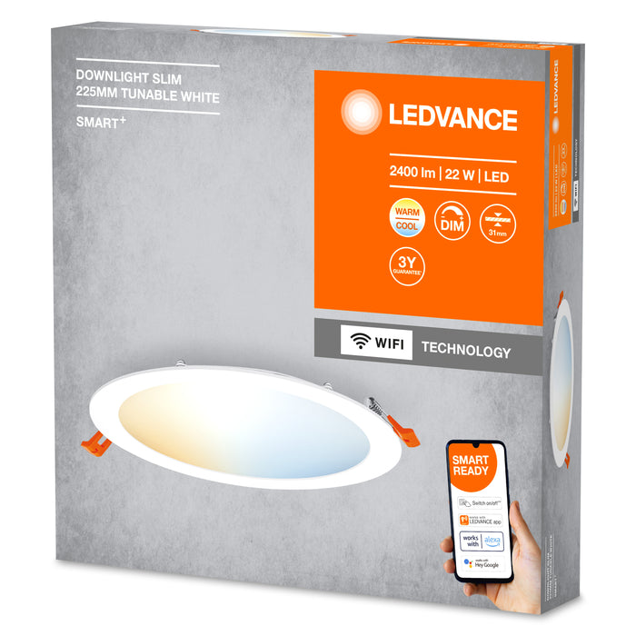 22W, 2000lm, SMART+ Wifi Orbis Downlight Slim Tunable White, IP20, IK03, 25x225mm, LED alasvalo Ledvance