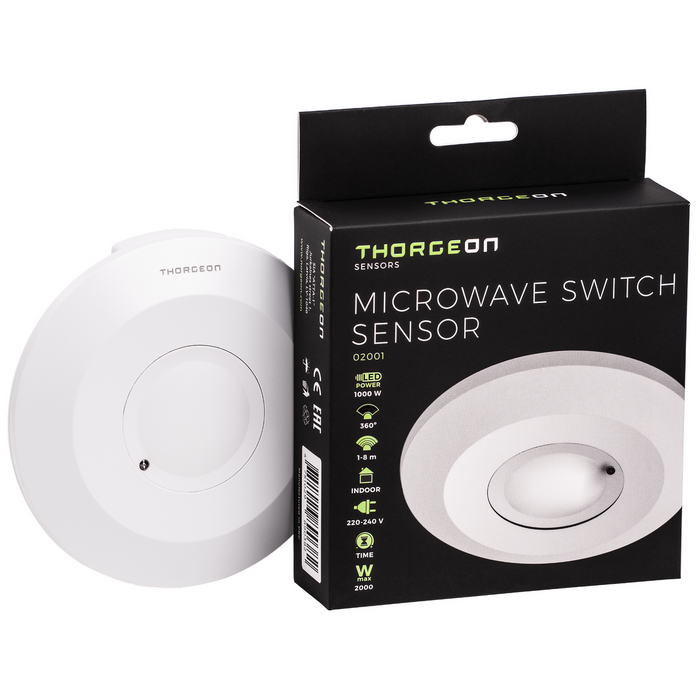 Microwave motion detector 8m MAX 2000W IP20 THORGEON