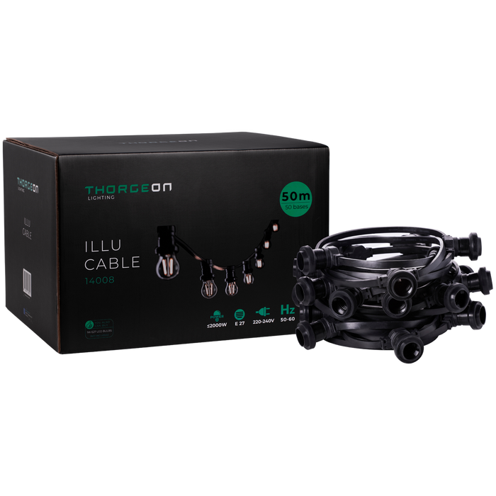 51.5m ILLU Cable E27 50 sockets 1m IP44 Light chain THORGEON