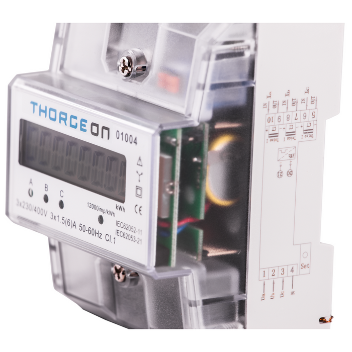 3-phase CT DIN rail-mounted energy meter 6A THORGEON