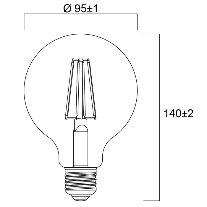 4W, 840lm, ToLEDo Platinum Retro G95, E27, 2700K, 95x140mm, Kirkas LED lamppu Sylvania