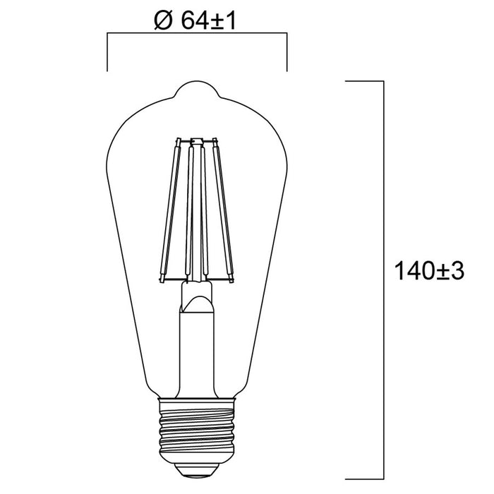 4W, 840lm, ToLEDo Platinum Retro ST64, E27, 2700K, 64x140mm, Bright LED lamp Sylvania