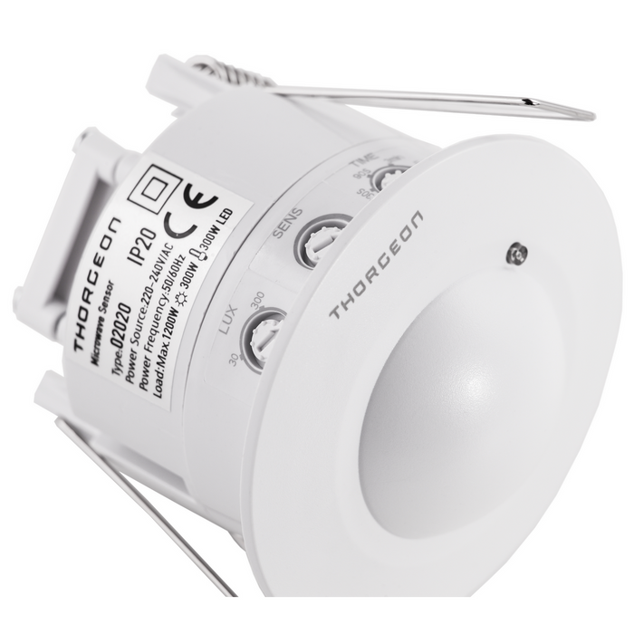 Recessed Microwave Motion Detector 6m MAX 1200W IP20 THORGEON