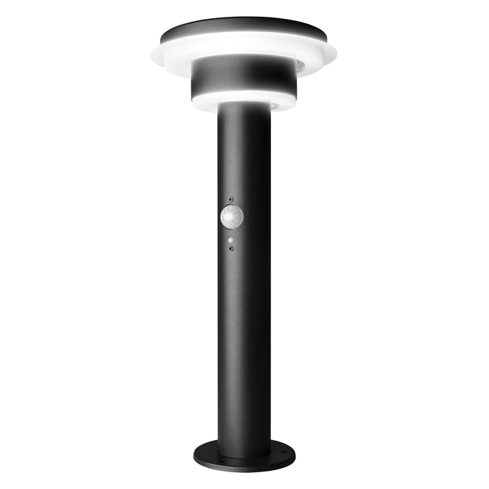 6W, 400lm, 400mm, IP44, IK03, Endura Style Solar Post Sensor Double Circle BLACK, LED Ulkovalaisin hämärä- ja liiketunnistimella LEDVANCE