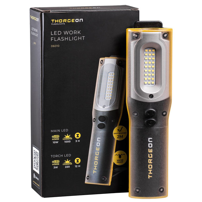 10W + 3W, 1000lm + 220lm, LED Work Flashlight, 4400mAh, LED Flashlight THORGEON