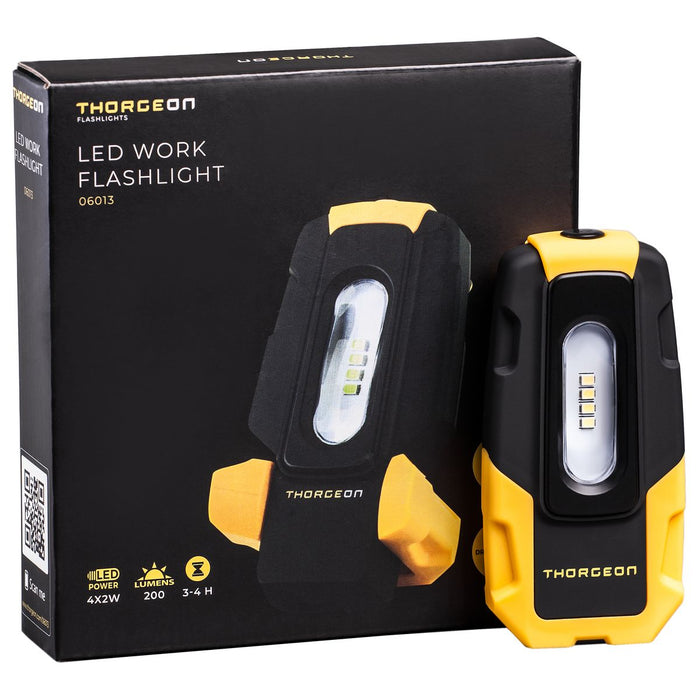 4x2W, 200lm, LED Work Flashlight, 1800mAh, Power Bank-toiminto, LED Taskulamppu THORGEON