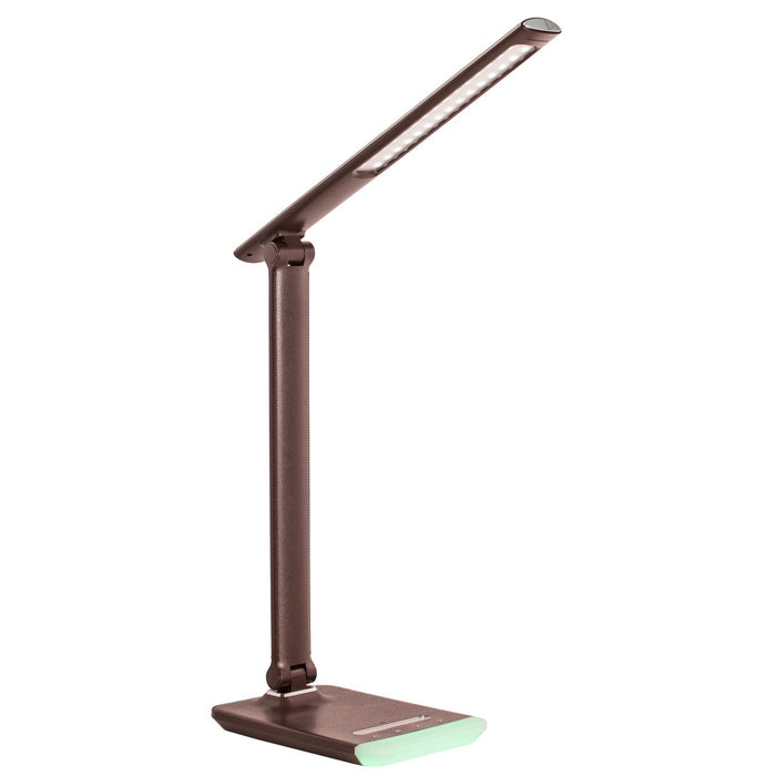 7W, 350lm, LED Table, 2800K-6000K, dimmable, charging USB 5V 2.1A, RGB Light, Leather brown LED Table Lamp THORGEON