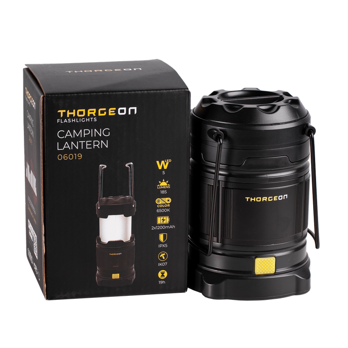 5W, 200lm, Camping Lantern IPX5, 2x1200mAh, LED Retkilyhty THORGEON