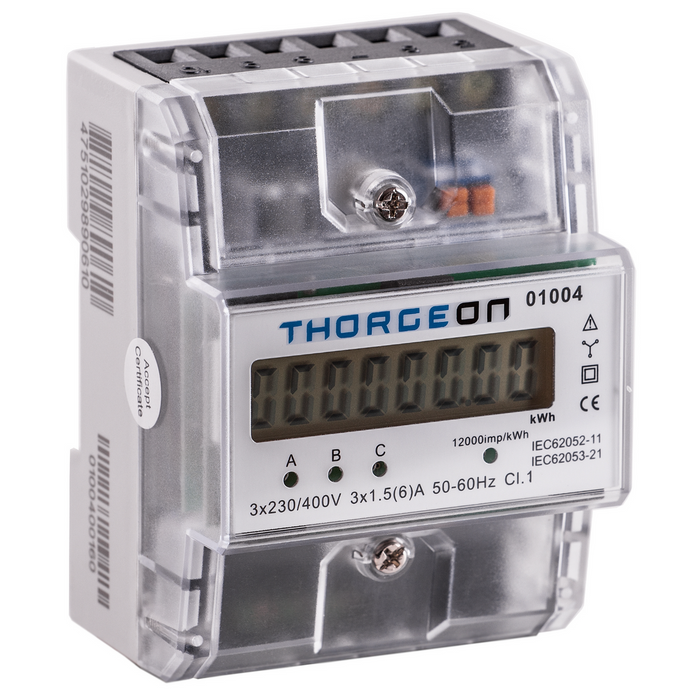 3-phase CT DIN rail-mounted energy meter 6A THORGEON