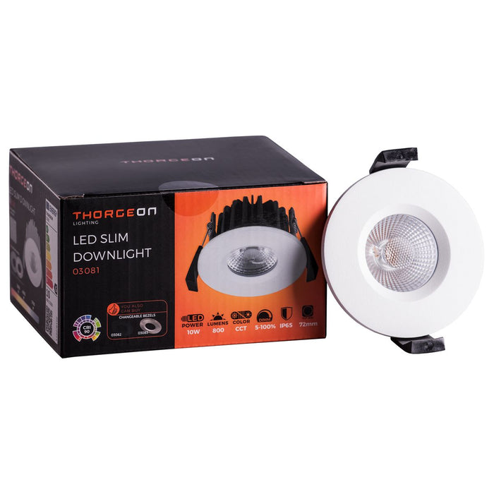 10W, 800lm, LED Downlight, DIM, CCT, IP65, 68-72mm, LED Downlight THORGEON