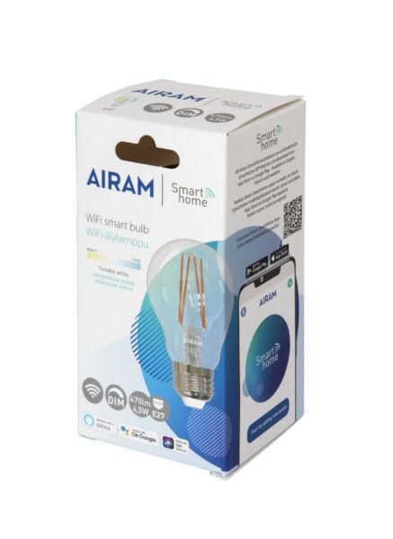 4.5W, 2700-6500K, SmartHome, E27, A60, 470lm, 60x105mm, WiFi Smart Lamp Airam