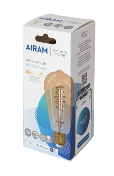 4.9W, 1800K-3000K, SmartHome, E27, ST64, 350lm, 64x142mm, WiFi Smart Lamp Airam