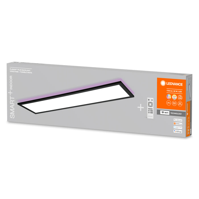 30W, 1700lm Smart+ WiFi Planon Plus Backlight RGBW, IP20, 1000x250mm black LED smart panel lamp LEDVANCE