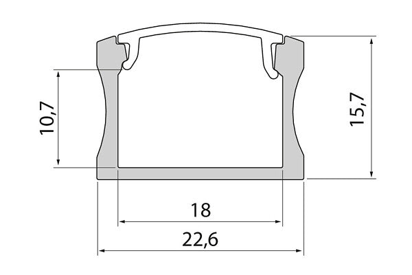 Slimline 15 Wide Profiili Kirkas/Opaali Kupu LED Nauhoille Airam