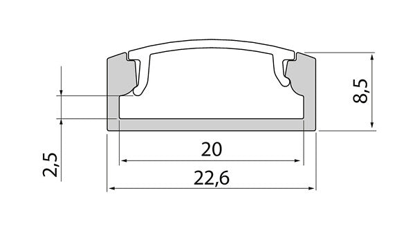 Slimline 8 Wide Profiili Kirkas/Opaali Kupu LED Nauhoille Airam