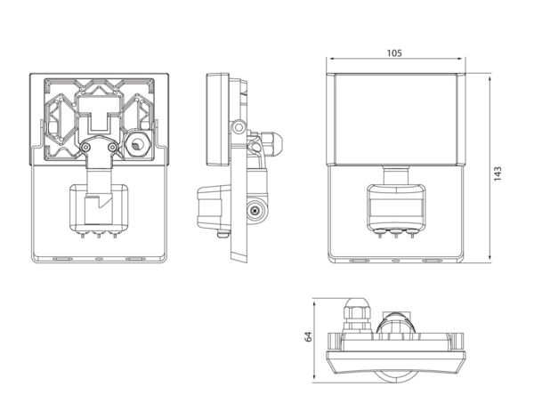 10W, 800lm, AirFlood IP44, 4000K, IK08, PIR LED Floodlight Airam