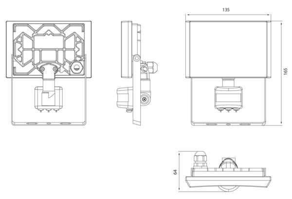 20W, 1600lm, AirFlood IP44, 4000K, IK08, PIR LED Valonheitin Airam