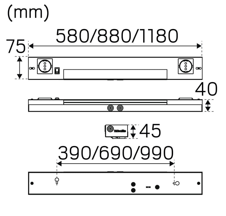 12W, Kitchen Line 230V, 880mm, IP20, Dimmable LED kitchen lamp Hidealite