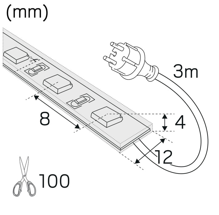 15W, 1500lm LEDstrip Lowlum 230V, IP65, 2700K, 10m -Hide-a-lite - Lumenled Oy