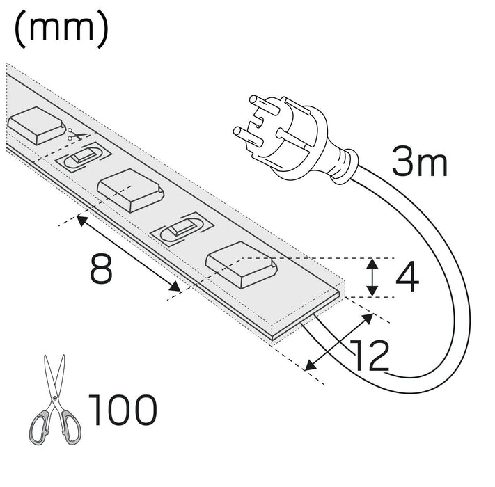 70W, 7000lm LEDstrip Midlum 230V, IP65, 4000K, 10m -Hide-a-lite - Lumenled Oy