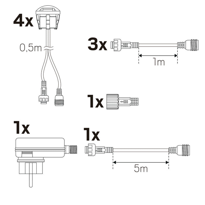 4.5W, 4x3lm Steplight Garden Kit IP67, 3000K LED terrace lighting set Hidealite