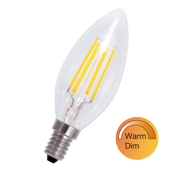 3.5W, 270-280lm, WarmDim, C35, E14, 1900-2700K, 35x100mm, LED lamp