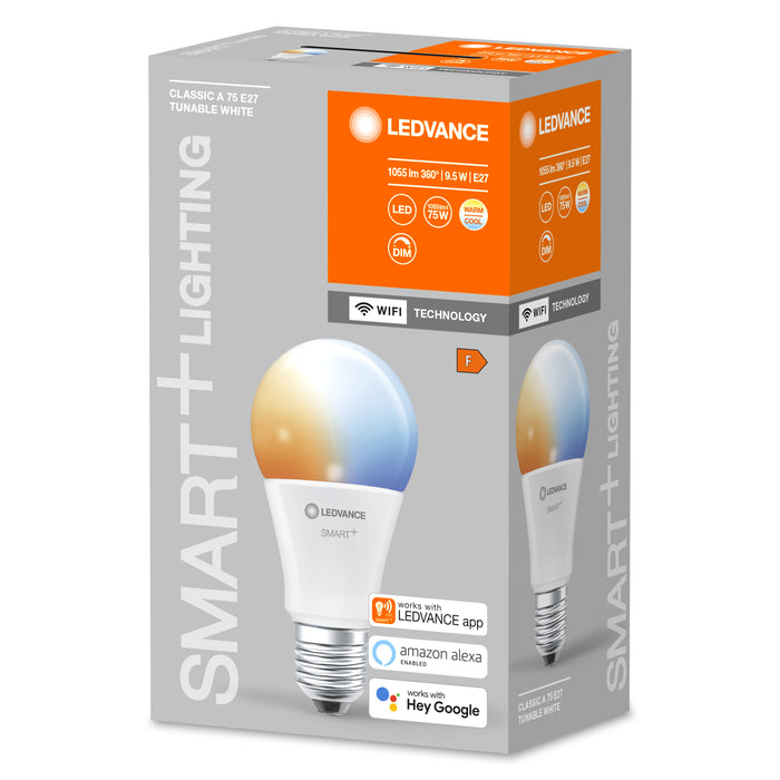 9.5W, 1055lm Smart+ WiFi Tunable, A75, E27 smart standard lamp LEDVANCE