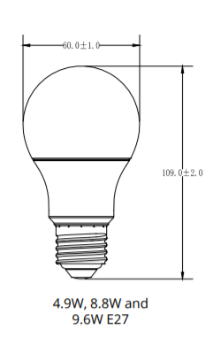 6W, 470lm LED Eco Snowcone A60, E27, 2700K LED-lamppu -Tungsram - Lumenled Oy