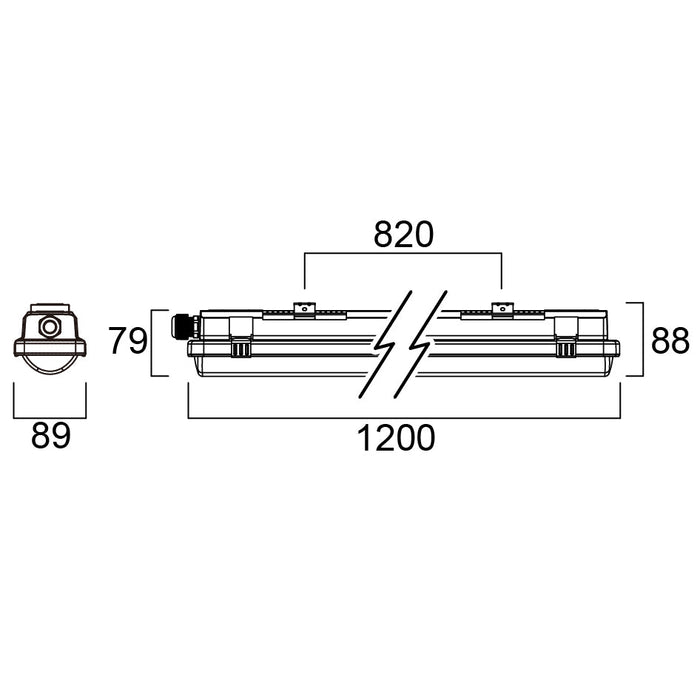 20W, 2800lm Resisto IP66, 4000K, 1200mm, 5x2.5mm2 through-wired Gray Industrial lamp Sylvania