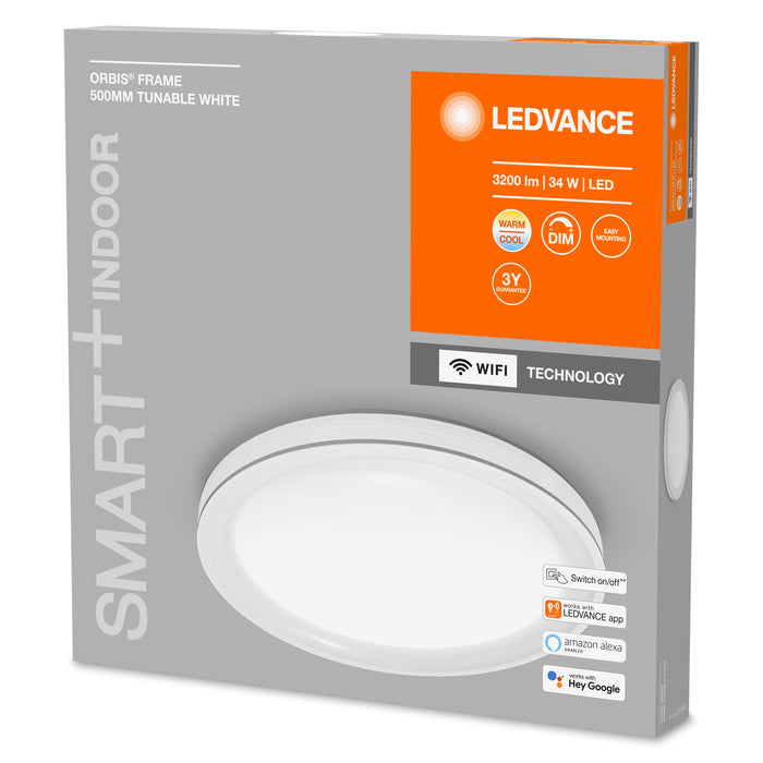 34W, 3200lm Smart+ WiFi Orbis Frame Tunable White IP20, 495mm white LED smart ceiling light LEDVANCE