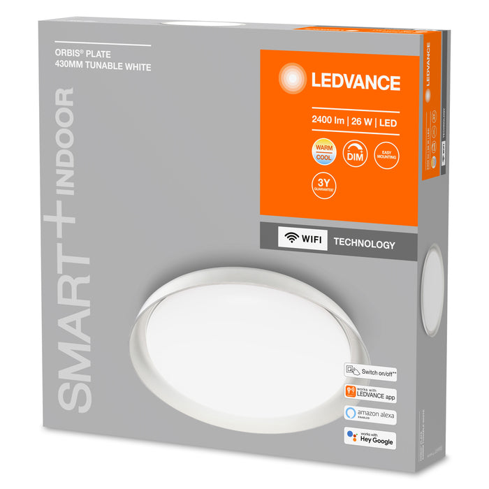 26W, 2400lm Smart+ WiFi Orbis Plate Tunable White IP20, 430mm white LED smart ceiling light LEDVANCE