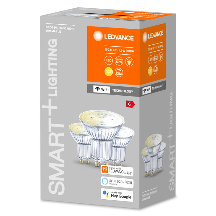 4.9W, 350lm Smart+ WiFi Spot DIM 45° GU10, PAR16, 2700K smart target lamp LEDVANCE