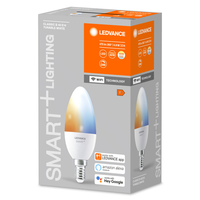 4.9W, 470lm Smart+ WiFi Candle Tunable B40, E14 smart standard lamp LEDVANCE