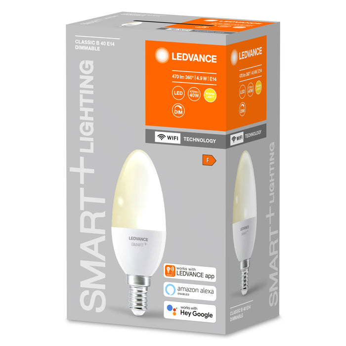 4.9W, 470lm Smart+ WiFi Candle DIM P40, E14, 2700K smart standard lamp LEDVANCE
