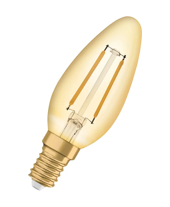 1.5W, 120lm, Vintage 1906 CLAS B, E14, 2400K, 35x100mm, Gold, LED lamp Osram